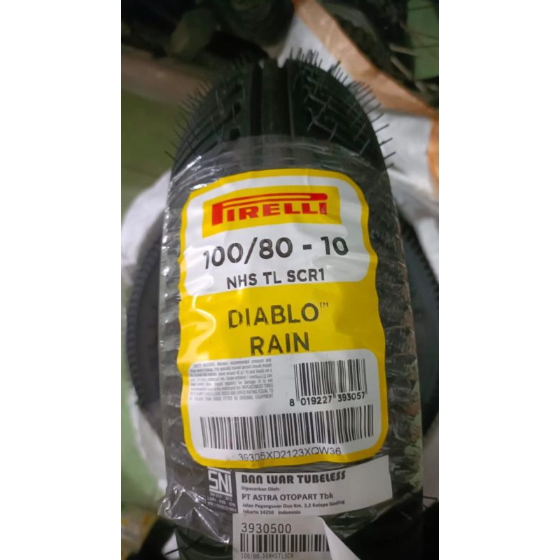 pirelli diablo rain uk 100/80-10 ban ring 10 tubeless ban vespa balap tubeless