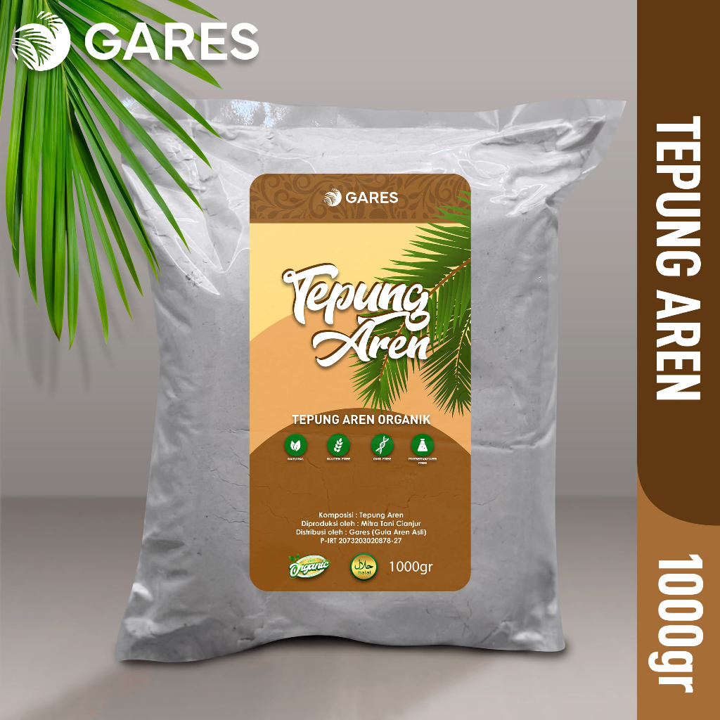 

(Gares) Tepung Aren Halus Organik 1 kg | 1000gr | 100% Organik (Kemasan Ergonomis dan Fleksibel)