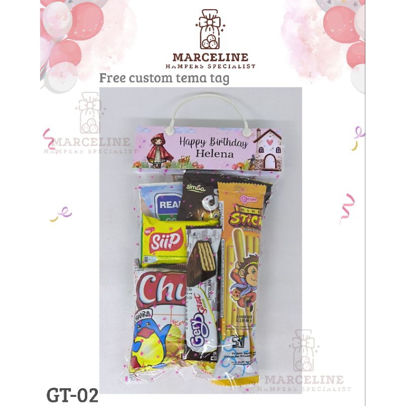 

Hampers tag ulangtahun anak murah. Bingkisan snack ulang tahun anak free design tag.