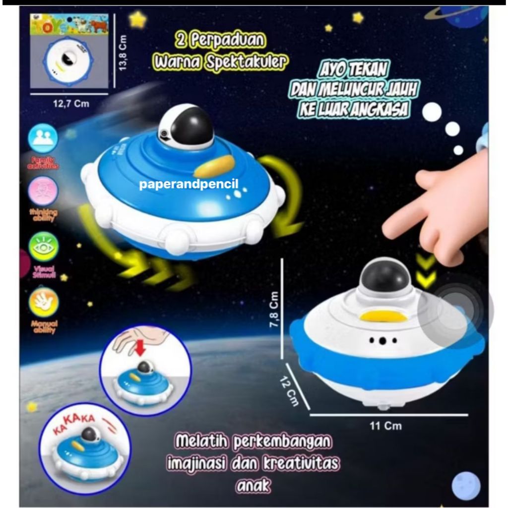 Mainan Anak Astronot UFO Tekan / Mainan Astronout Ufo