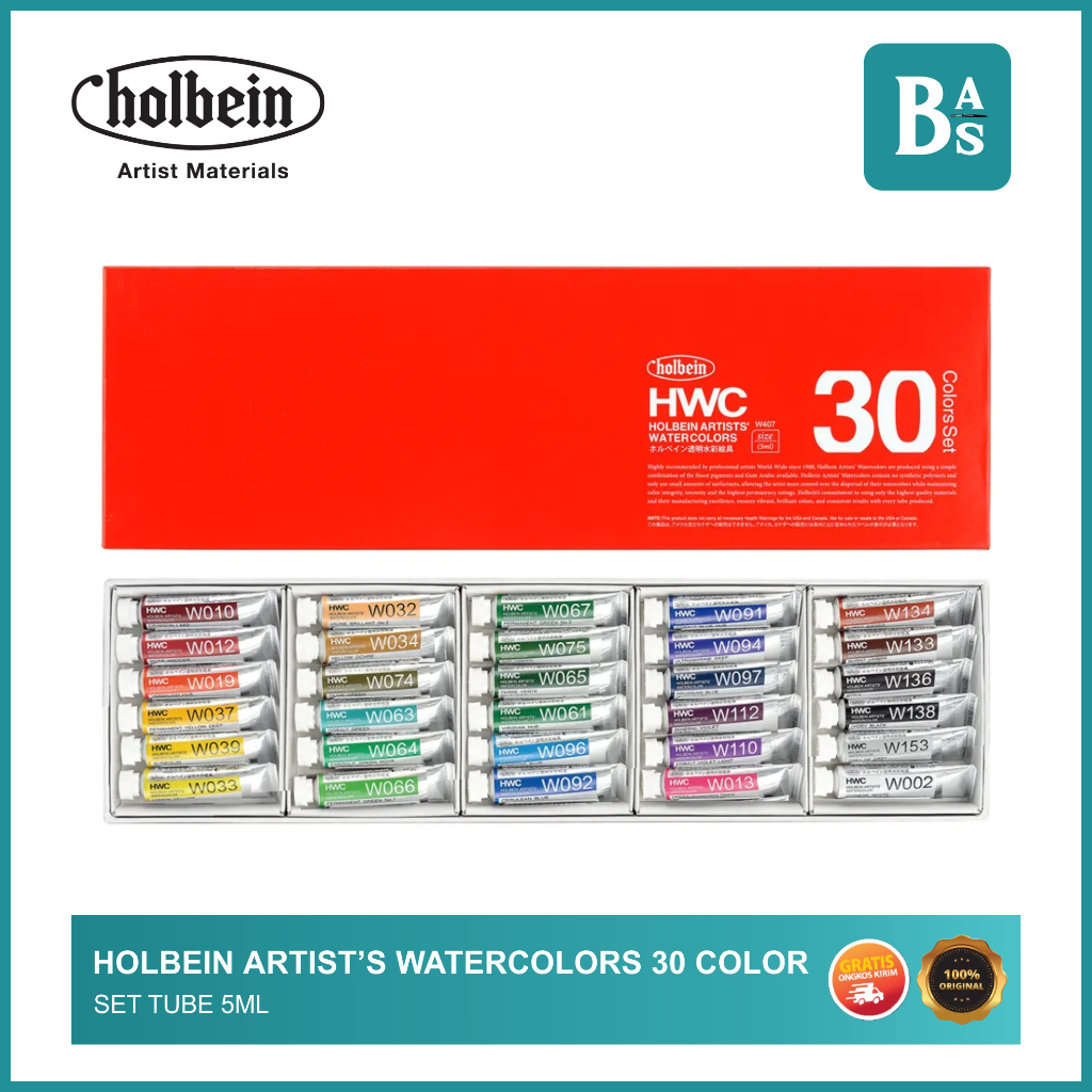 

Holbein Artists' Watercolours 30 colour set 5ml - Cat Air Holbein - Bali Art Supplies