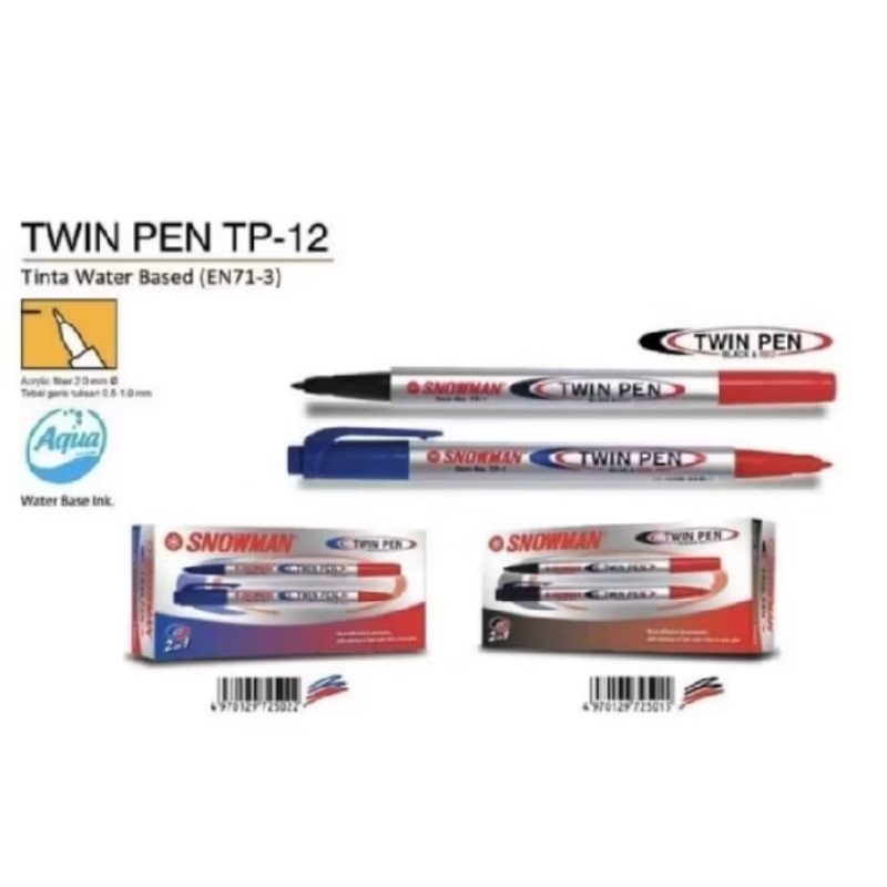 

LHS Eceran Spidol Twinpen Snowman Marker / Spidol Twinpen warna Merah Hitam