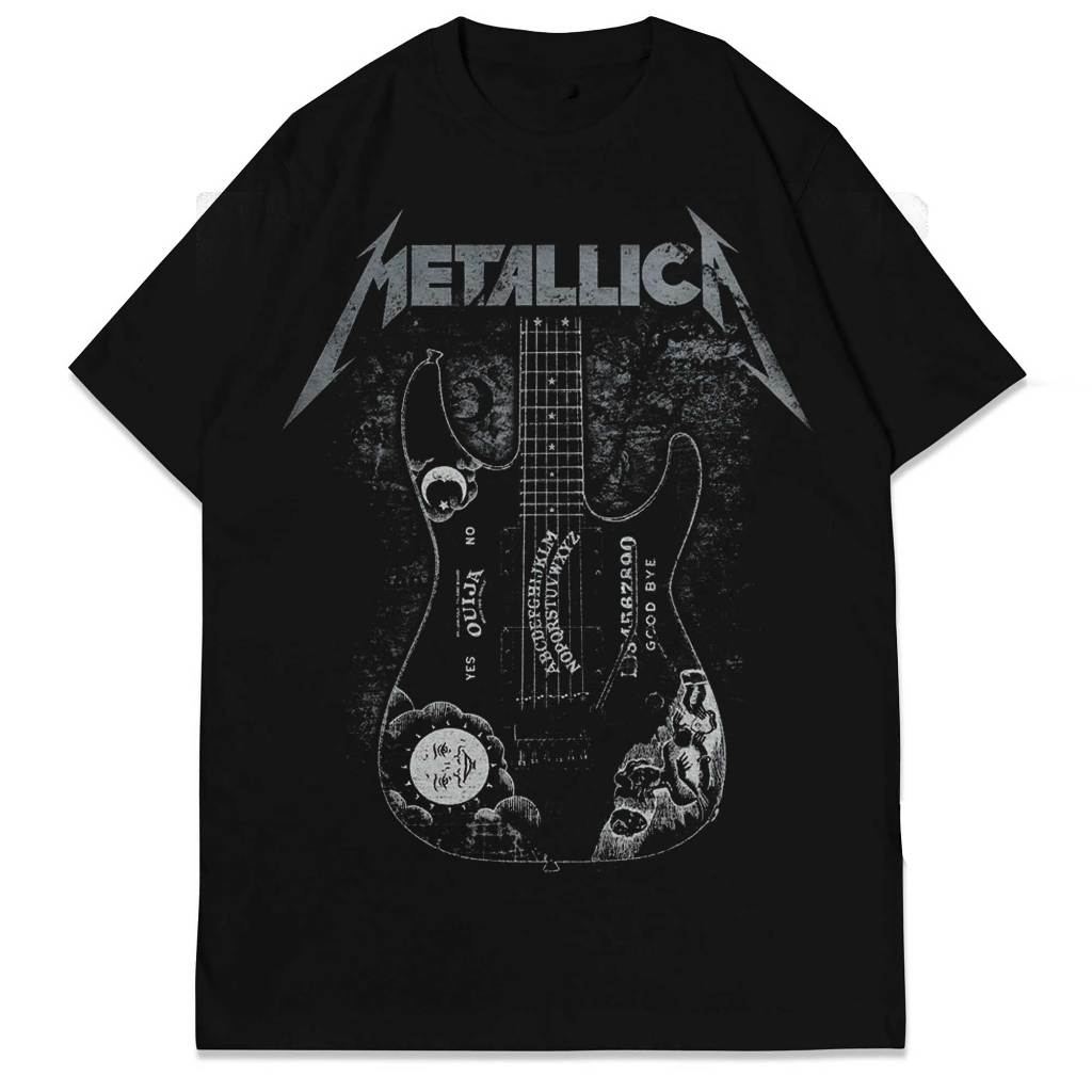Baju Kaos Band Metallica Hammet Ouija Guitar t shirt 100% Katun 24s