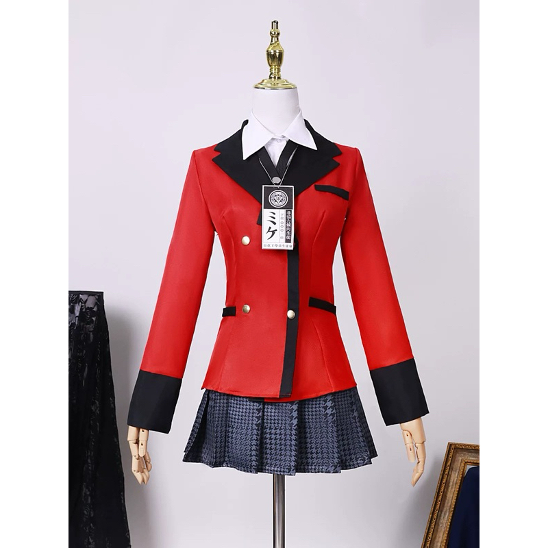 【Moonfairy】Ready Stock - Kakegurui Kirari Momobami Cosplay Costume Fullset Wig Gambler Anime Uniform