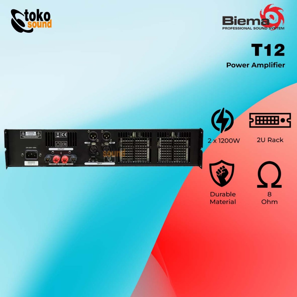 Biema T12 - 2 Channel 2x1200 Watt Power Amplifier