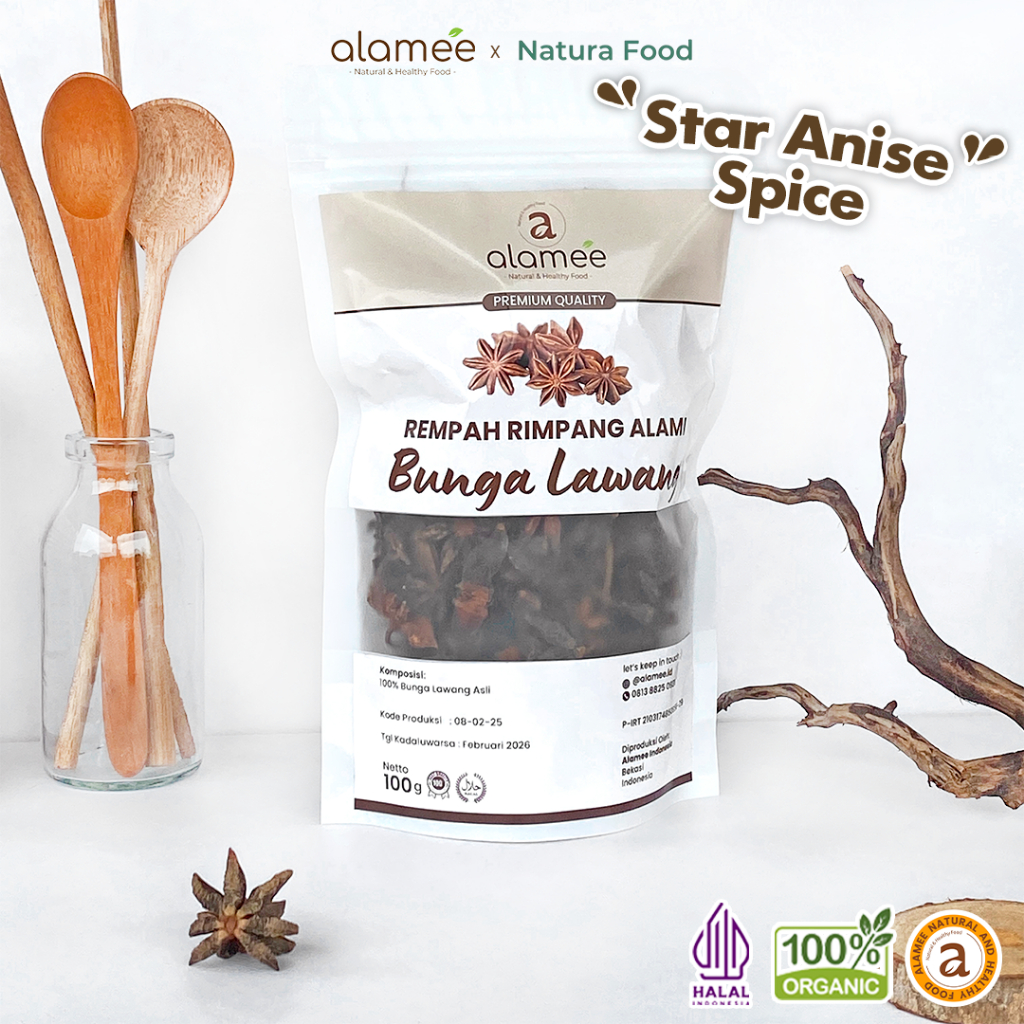 

ALAMEE Bunga Lawang Kering Asli Pekak Star Anise Rempah Kering Rimpang Organik Alami Spice 100gr