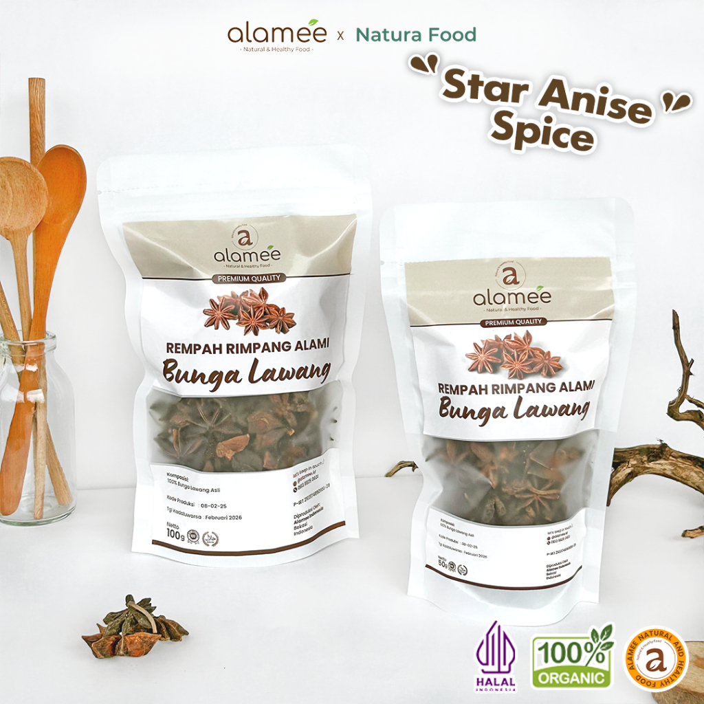 

ALAMEE Bunga Lawang Asli Kering Pekak Star Anise Rempah Kering Rimpang Organik Alami Spice