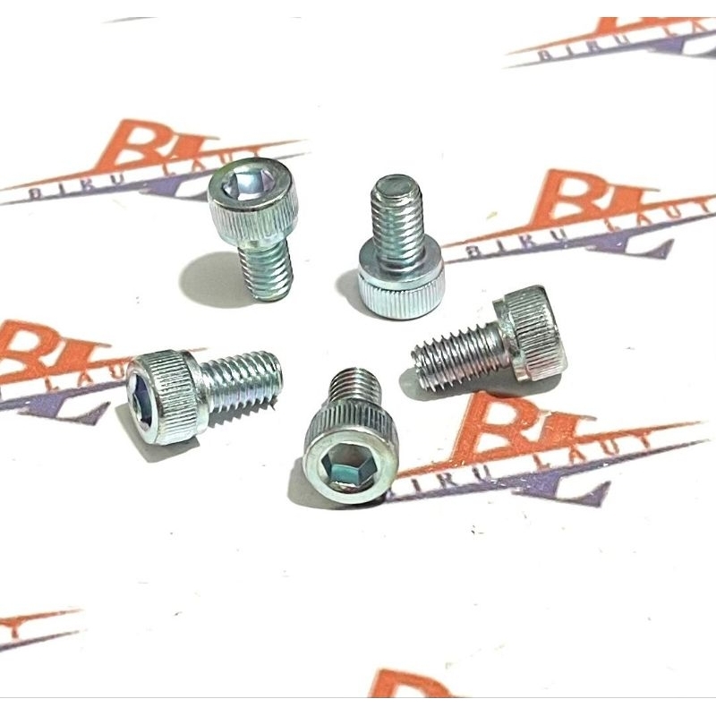 (Paket isi 30 biji)  Baut L Galvanis 6x10mm/ Baut Kunci L5 Panjang 10mm diameter ulir 6mm