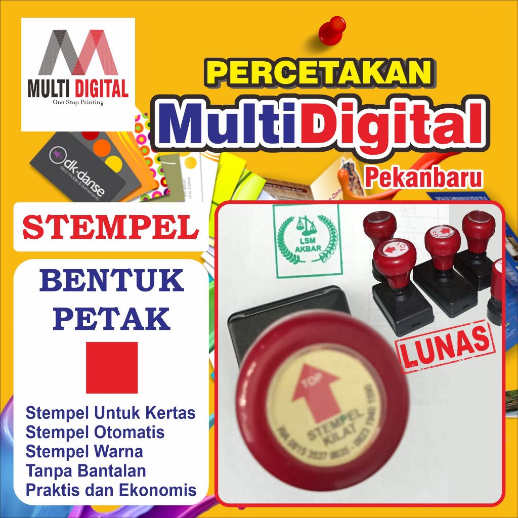 

STEMPEL WARNA PETAK tanpa bantalan, sudah ada tintanya