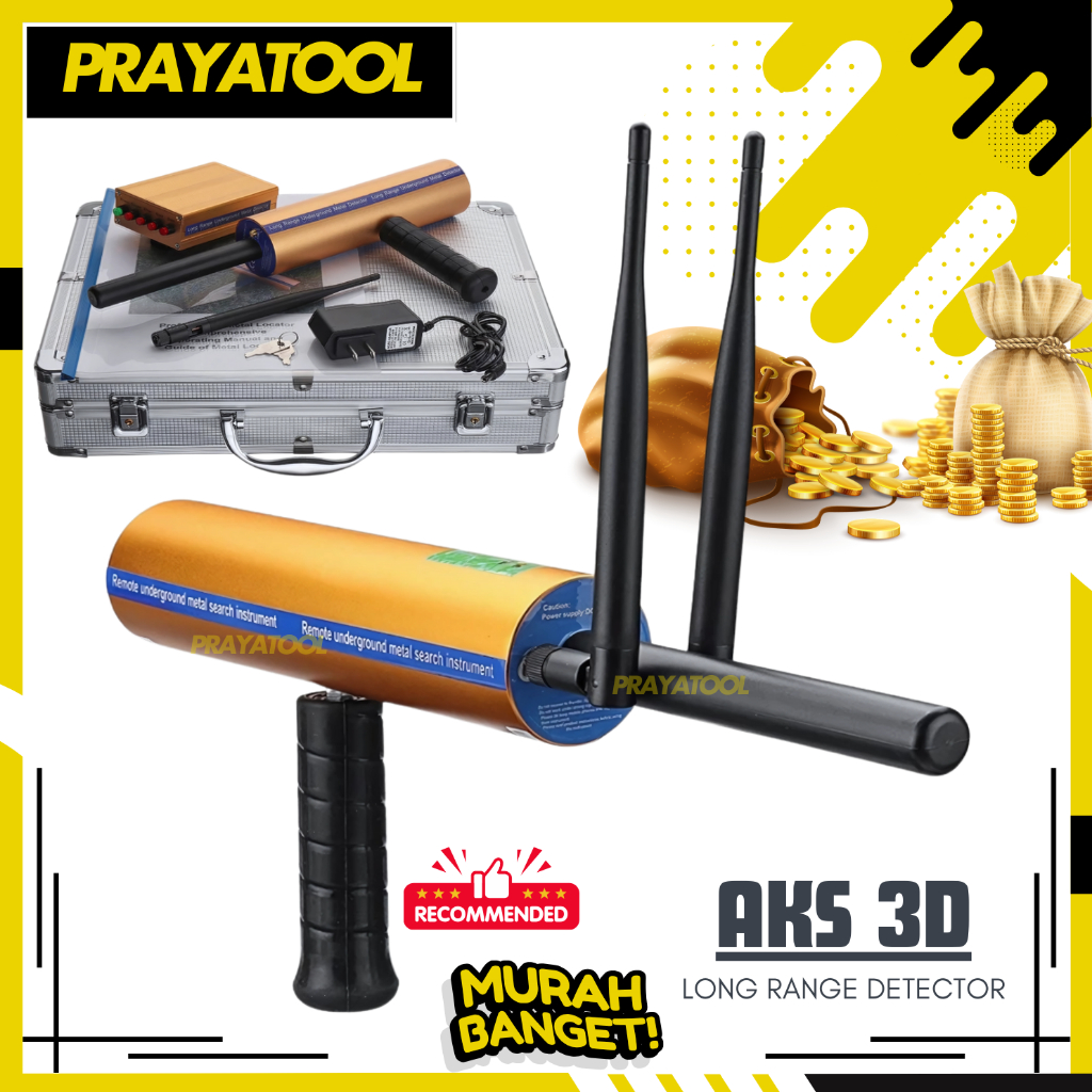 Metal Detector jarak jauh AKS 3D Wide Range Gold Emas Diamond Silver