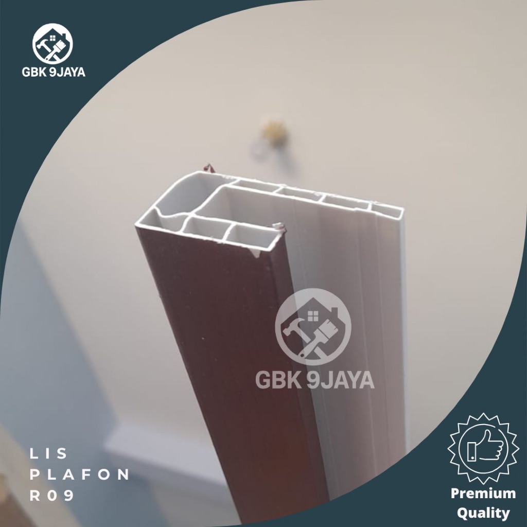 Lis Sudut Siku Minimalis Motif Kayu R09 Panjang 100cm Lis Plafon PVC Dekoratif Tahan Rayap Lis Tutup