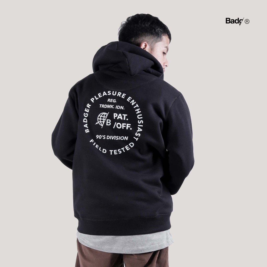 Badger Sweater Zipper Hoodie ANTHUS Black