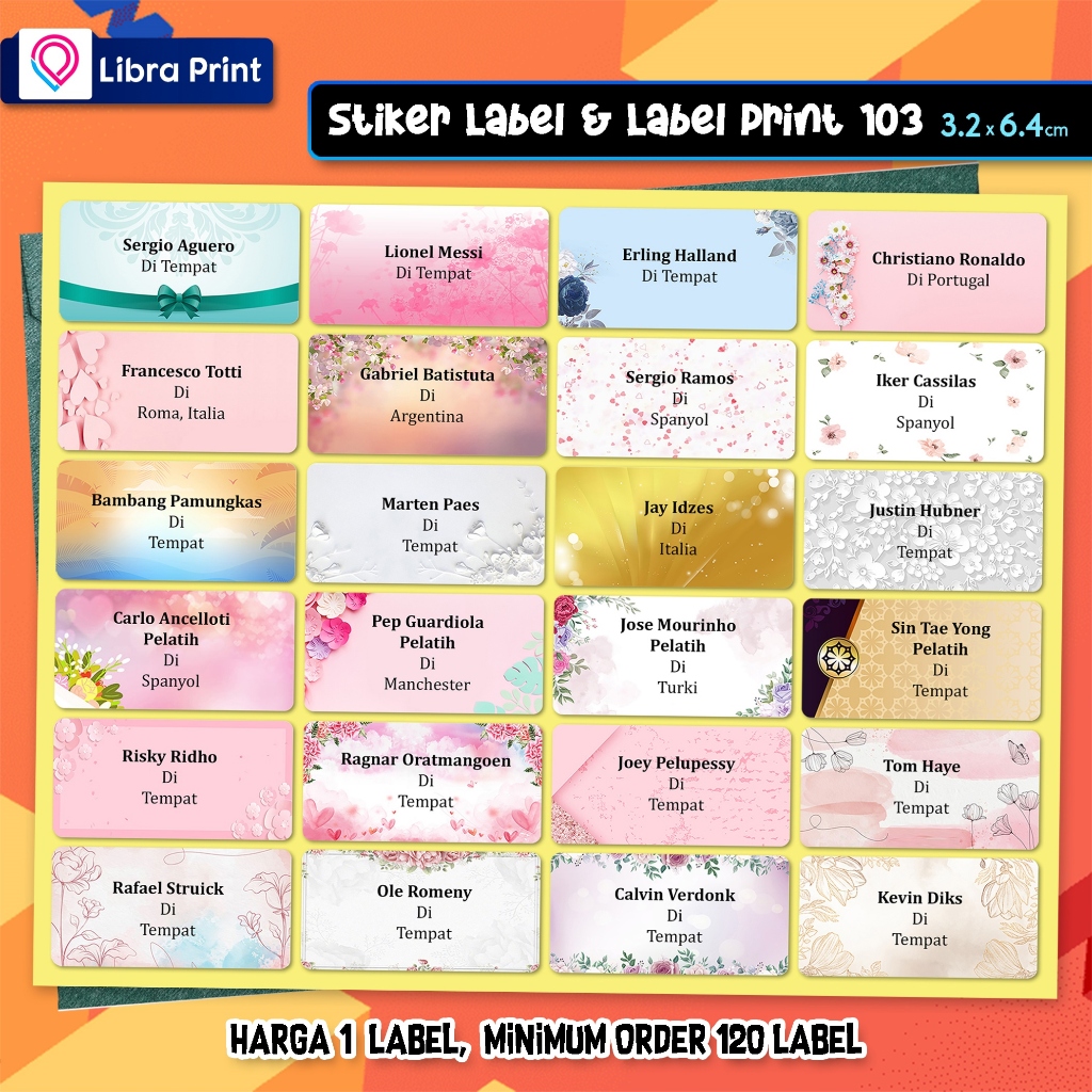 

Cetak Stiker Label 103 Polos & Motif / Print Label Nama Undangan & Buku