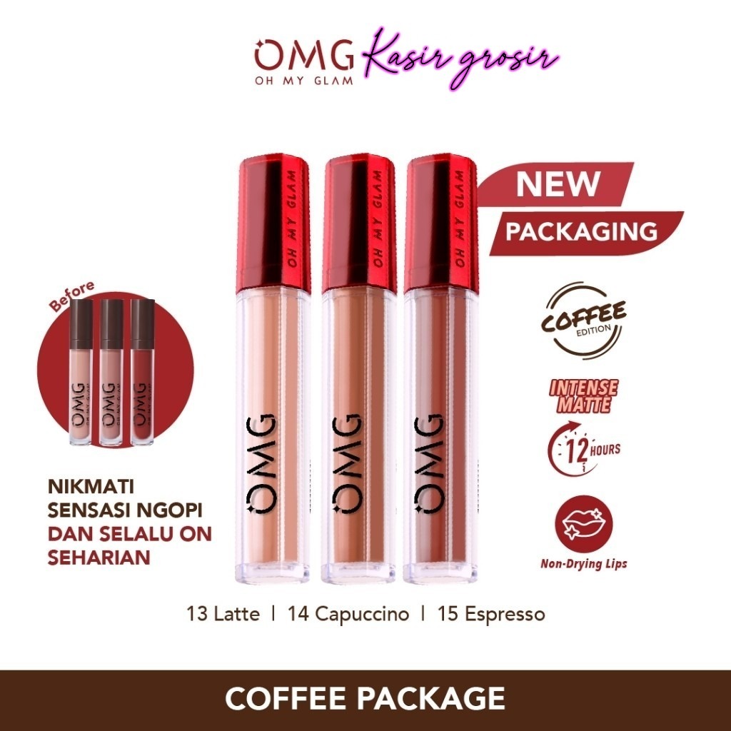 AS OMG Oh My Glam Matte Kiss Lip Cream NEW Coffee Edition ~ OMG LipCream / Lipstick Kop