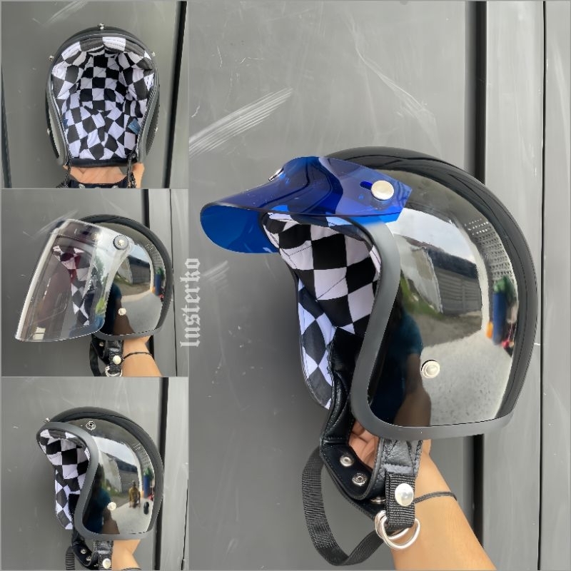 Helm Slim head busa motif Checkerboard.