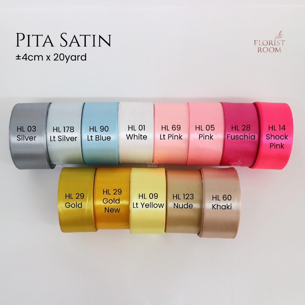 

Satin Ribbon ±4 cm x 20 yard - Pita Satin Local - Pita Kain - Bunga Satin Maroon
