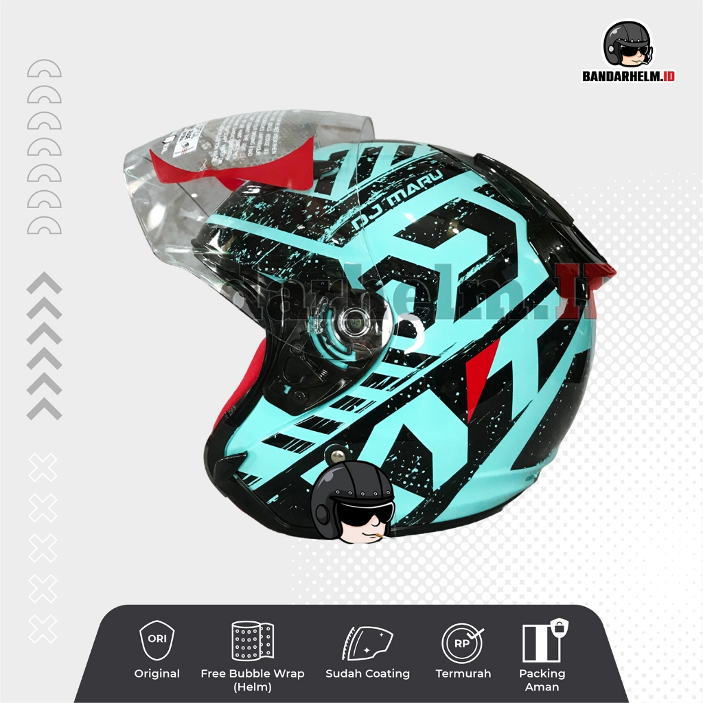 Helm KYT DJ Maru Motif #16 Aqua Blue Black