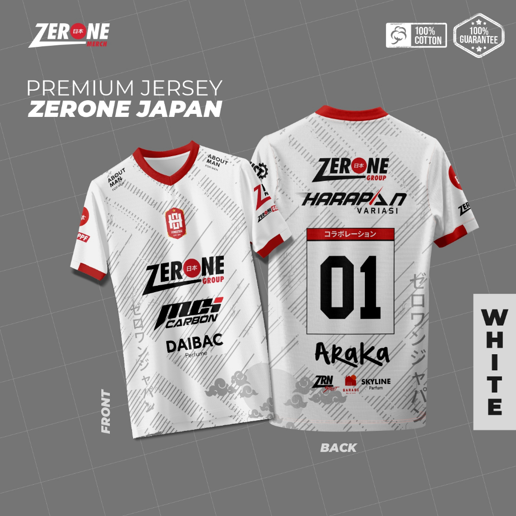 Zerone Japan Kaos Otomotif Jersey Racing Dry Fit Pria Wanita Full Sablon Premium