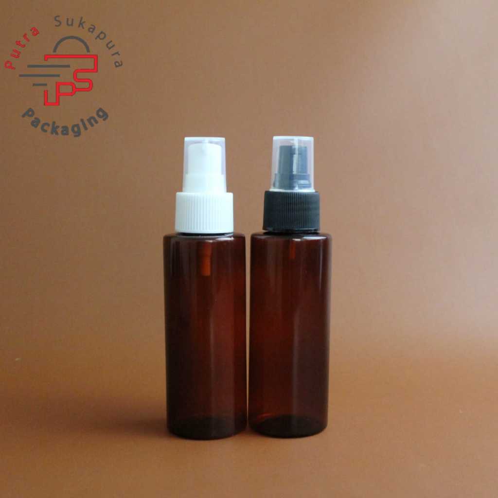Botol treatment pump 100ml rf coklat /botol treatment pump hallfcap