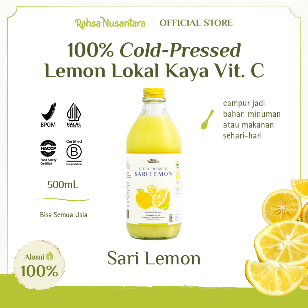 

Sari Lemon 500mL | BPOM - Premium Juice Murni Lokal Asli by Rahsa Nusantara