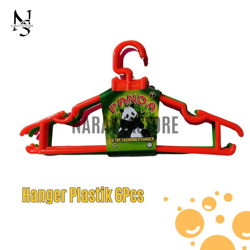 [Narayya] Hanger Plastik Merk Panda 6Pcs | Gantungan Baju Plastik Premium | Gantungan Baju Hanger Ko