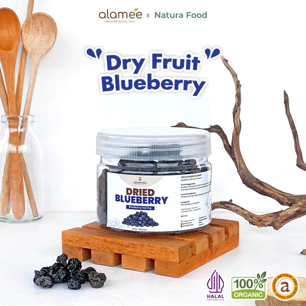 

ALAMEE Blueberry Kering Cemilan Buah Sehat Dried Fruit Blueberry Cemilan Rendah Kalori 150gr