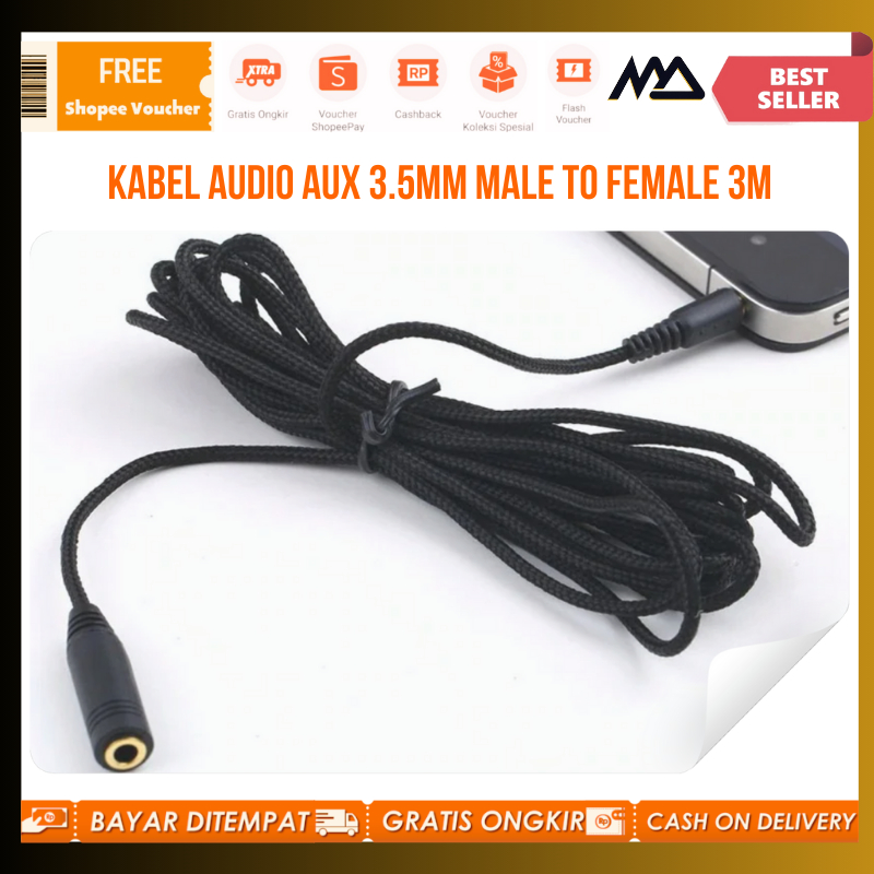 LINGHUANG Kabel Audio AUX 3.5mm Male to Female 5M kabel audio aux voucher shopee pay gratis onkir