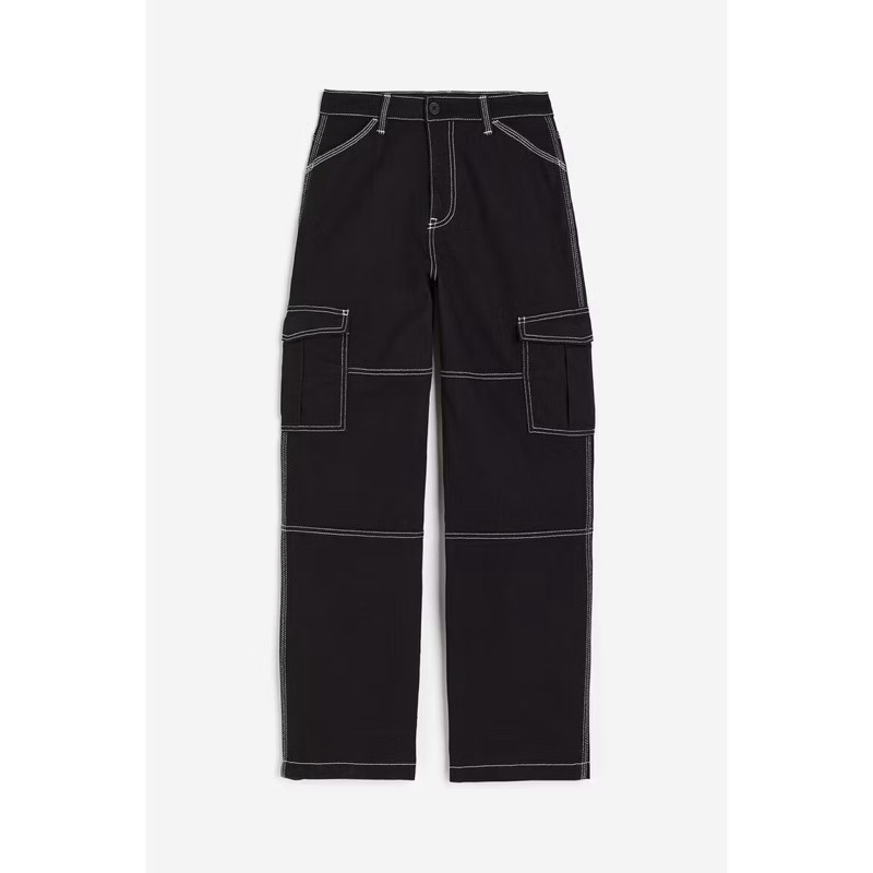 prlvd jeans cargo divided black list white