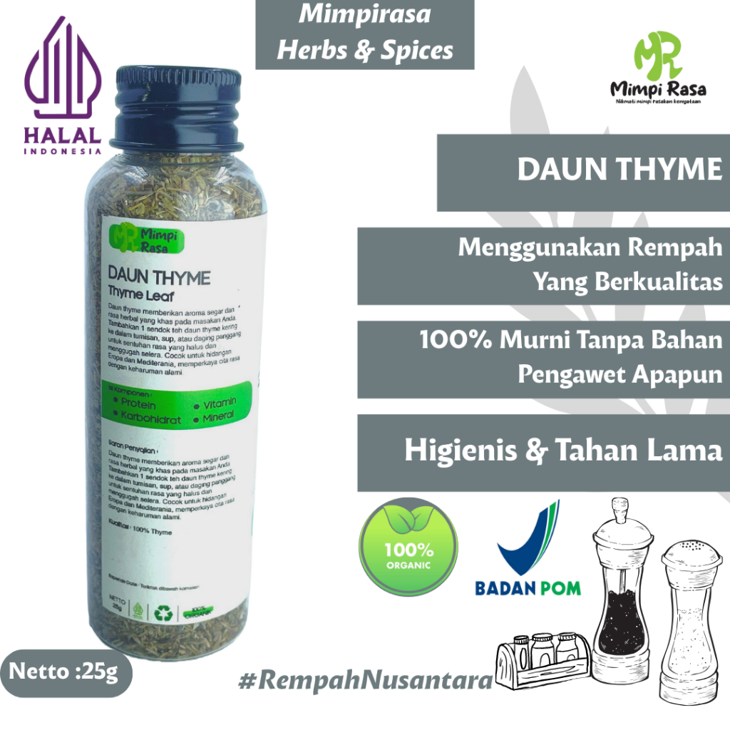 

Bumbu | Rempah | Herbal | Toping | Oregano | Rosemary | Parsley
