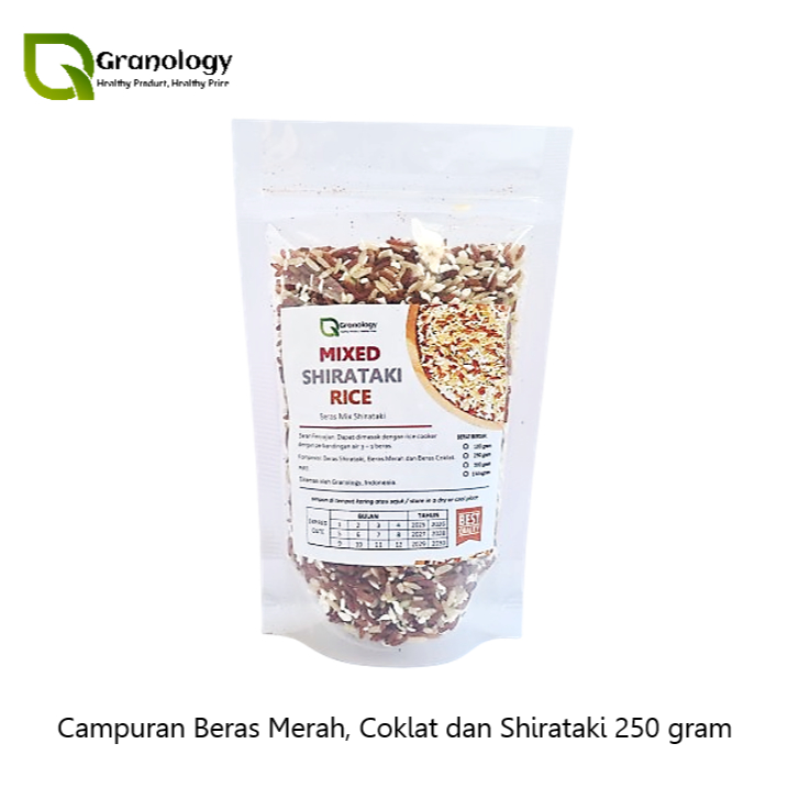 

Mix Shirataki Rice 250 gram (Shirataki, Beras Merah & Beras Coklat) by Granology