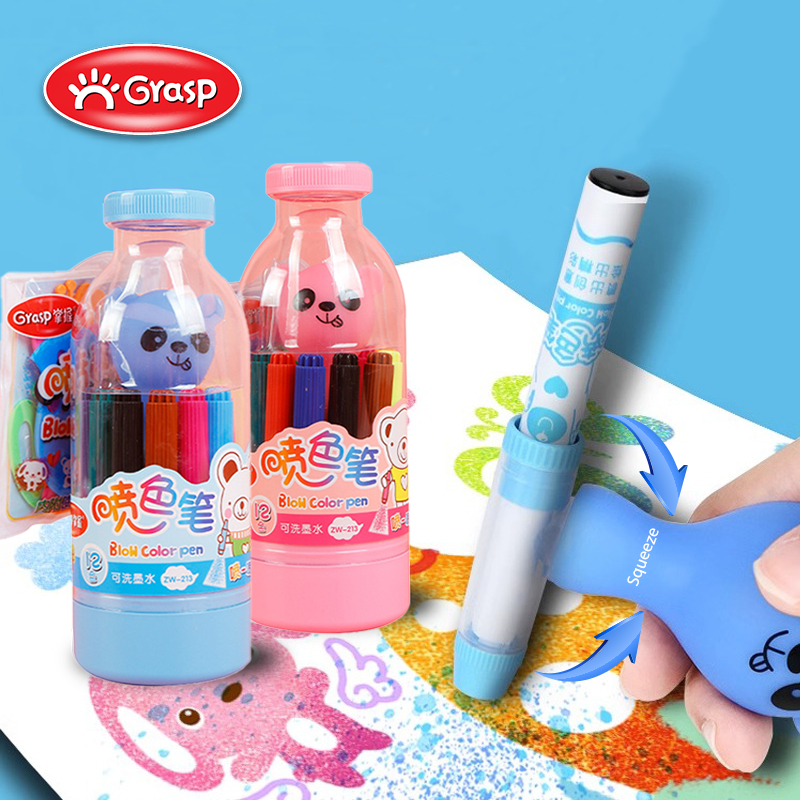 

GRASP Felt Pen Blow Pen Semprot 12/24 Spidol Warna Airbrush Marker Anak Mudah Dicuci Tidak Beracun SW002