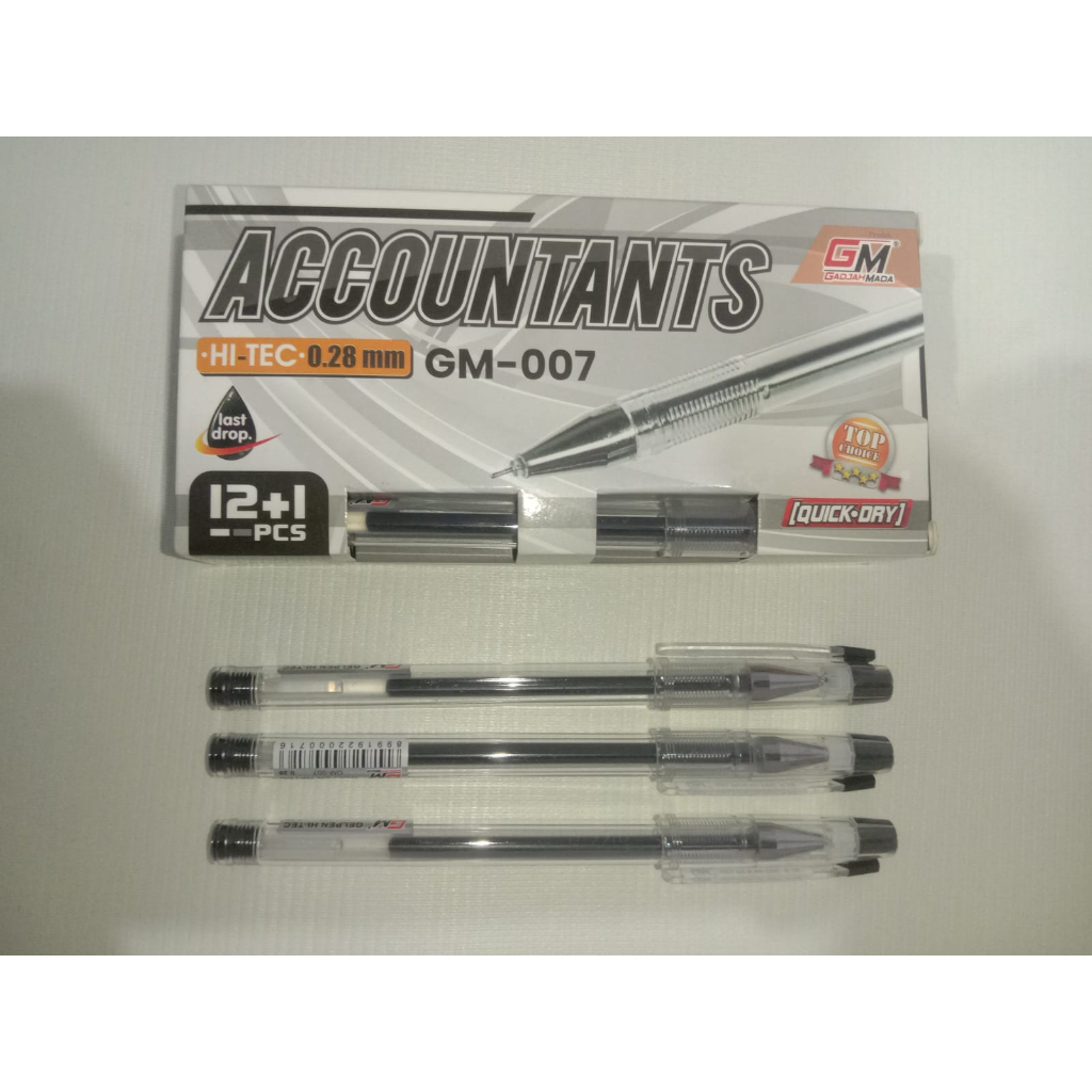 

GELPEN/ Pena /Pulpen/Pena Gel/Bolpoin GadjahMada GM-007 HI-TECH ACCOUNTANTS 0,28mm isi 13pcs
