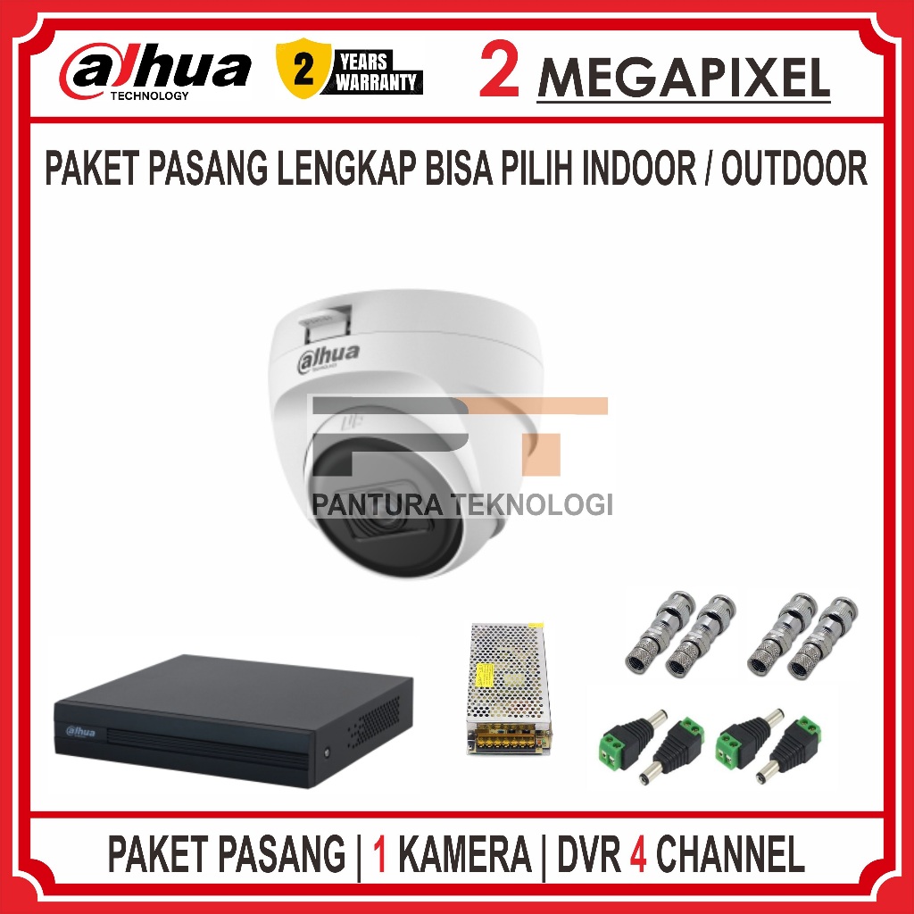 PAKET 1 KAMERA DAHUA 2MP INFRARED DVR 4 CHANNEL CCTV PROMO LENGKAP SIAP PASANG