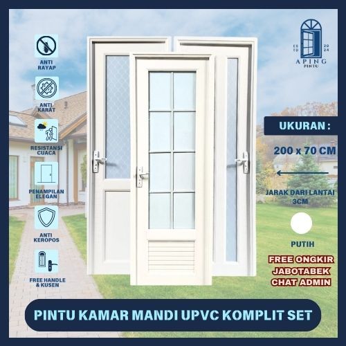 Pintu Kamar Mandi, Pintu Toilet, Pintu Indoor, Pintu Outdoor, Pintu UPVC-,1, UPVC-3, UPVC-8 200*70cm