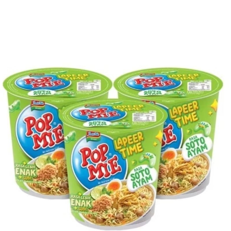 

Pop Mie Lapeer Time Mi Instan Cup Rasa Soto Ayam Paket isi 3 x 75 gram