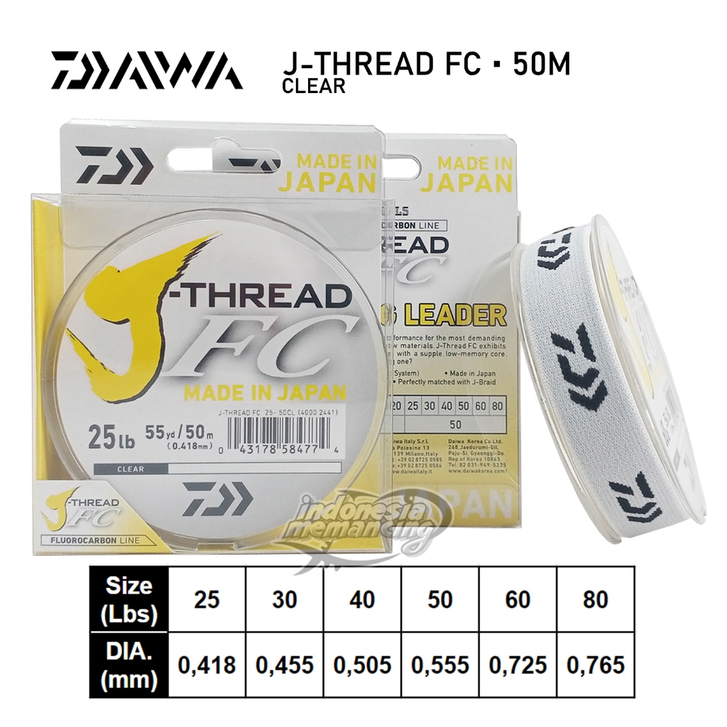 Senar Leader Daiwa J Thread FC Leader 50M Pilih Ukuran Labuan Pancing