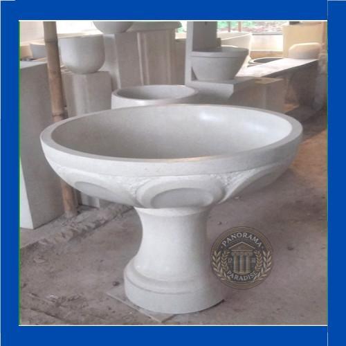 Pot Terrazzo Teratai Besar Ukir ( D100 x T70 cm ) bahan batu teraso