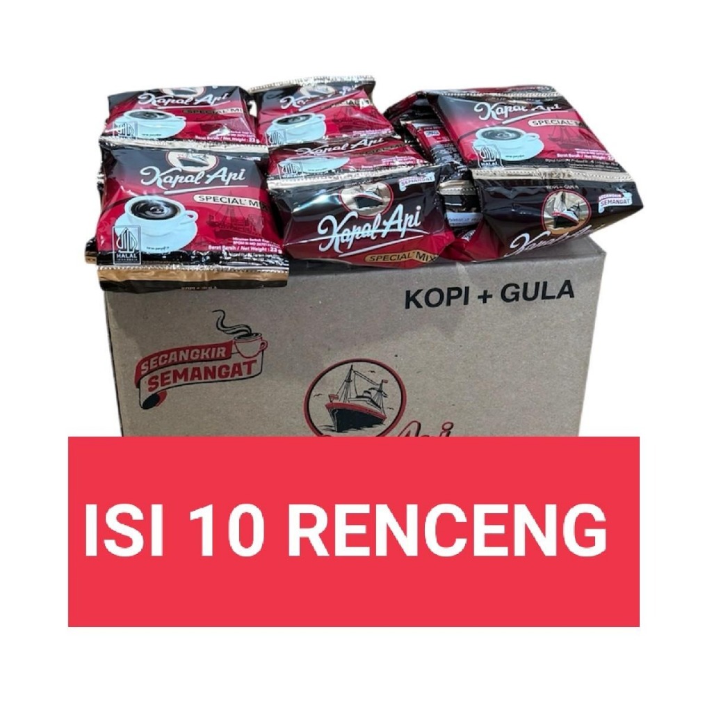 

Kapal Api Mix Kopi+Gula 23Gram Paket 10 Renceng 100 Sachet