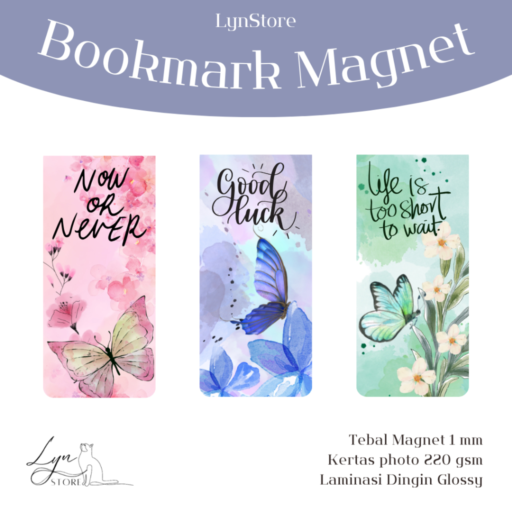 

(LS_BM004) Pembatas Buku Magnet Gambar Butterfly Collection | Magnetic bookmark| Bookmark
