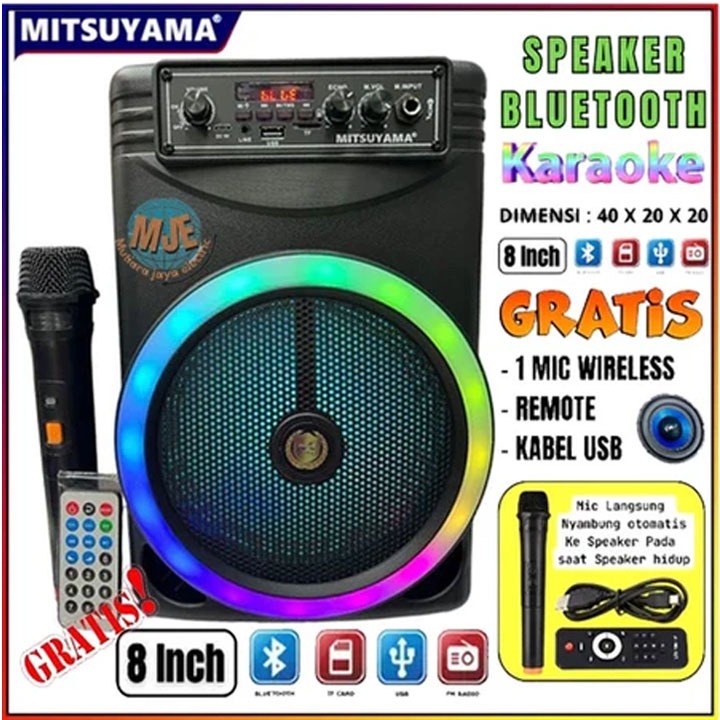 Speaker Bluetooth Karaoke Wireless MITSUYAMA MS-4020BT ROCKER / ms-4020bt rocker 8 Inch Gratis ( MIC