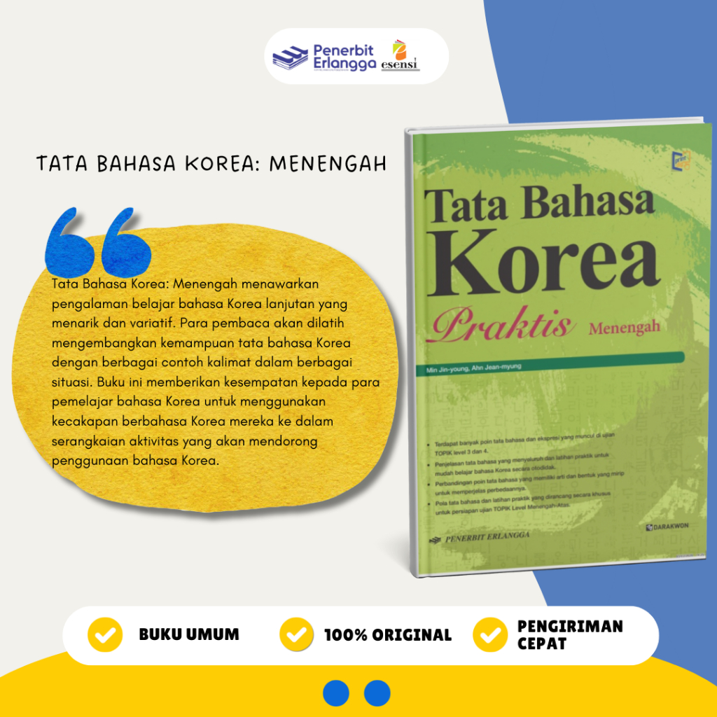 [Erlangga Official] Buku Belajar Bahasa Korea Praktis: Tata Bahasa Korea Menengah