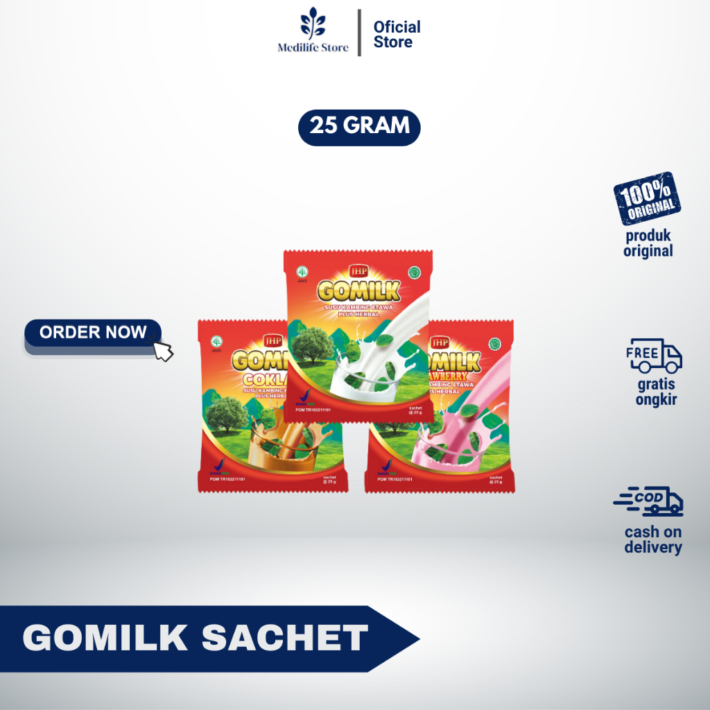

GOMILK 25gram 1 sachet GOMILK susu kambing etawa herbal 100% ORIGINAL