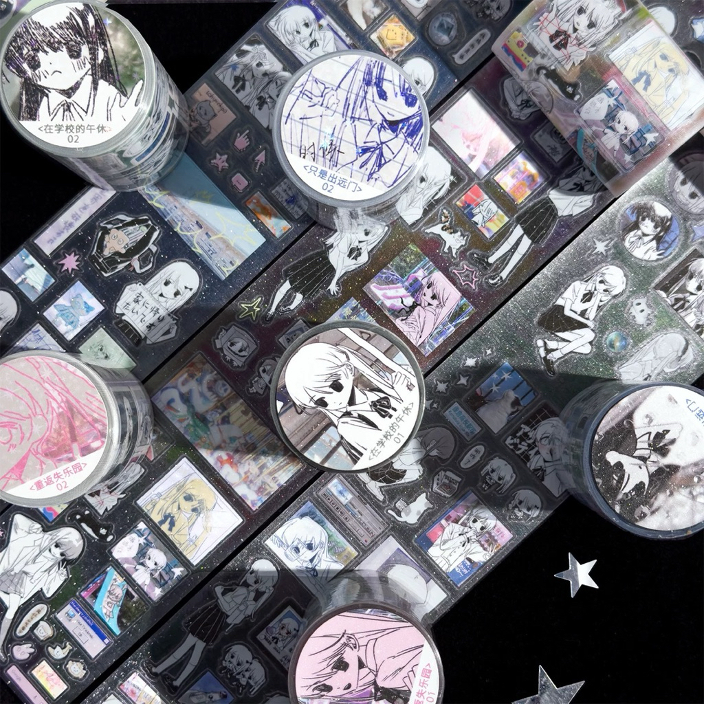 

[35cm] School Girl Maid Japanese Share Sticker Roll - Stiker Deco Kawaii Jepang Cute Ecer