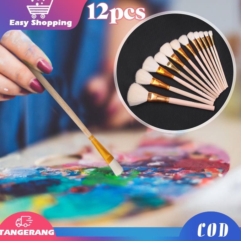 

KODE H32U 12pcs Kuas Bulu Domba Kuas Kayu Kue Kuas Kue Kering Pastry Brush Kuas Olesan Mentega