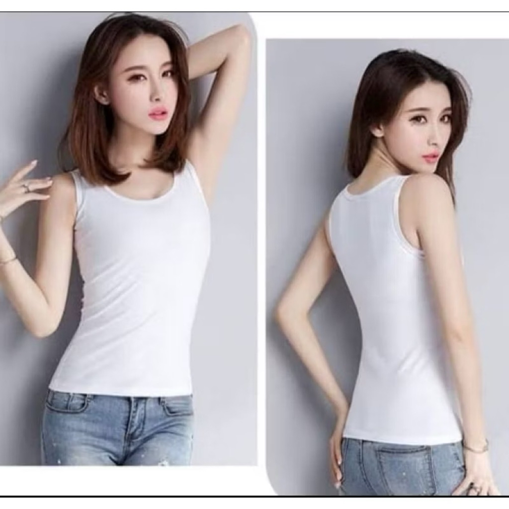 Murah  6Pcs /Tank Top Tali Besar Warna Putih Dan Tank Top Tali Kecil Warna Putih/ Manset Wanita /