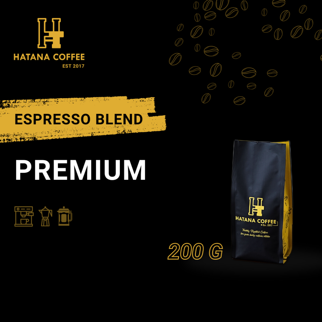 

Kopi Premium Espresso Blend Full Arabika 200 Gram Kopi Susu | Hatana Coffee