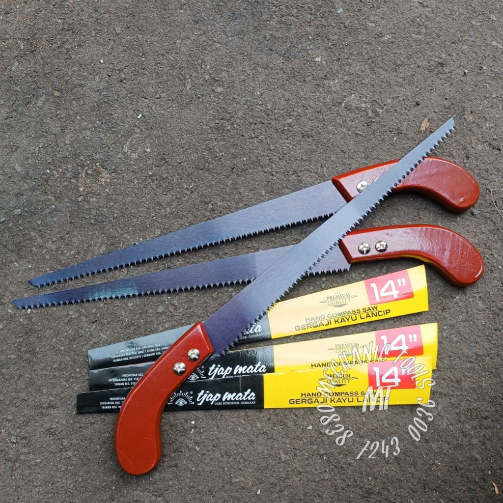Gergaji kayu Lancip 14" Inch Tjap Mata Hand Saw Compass Gergaji lancip