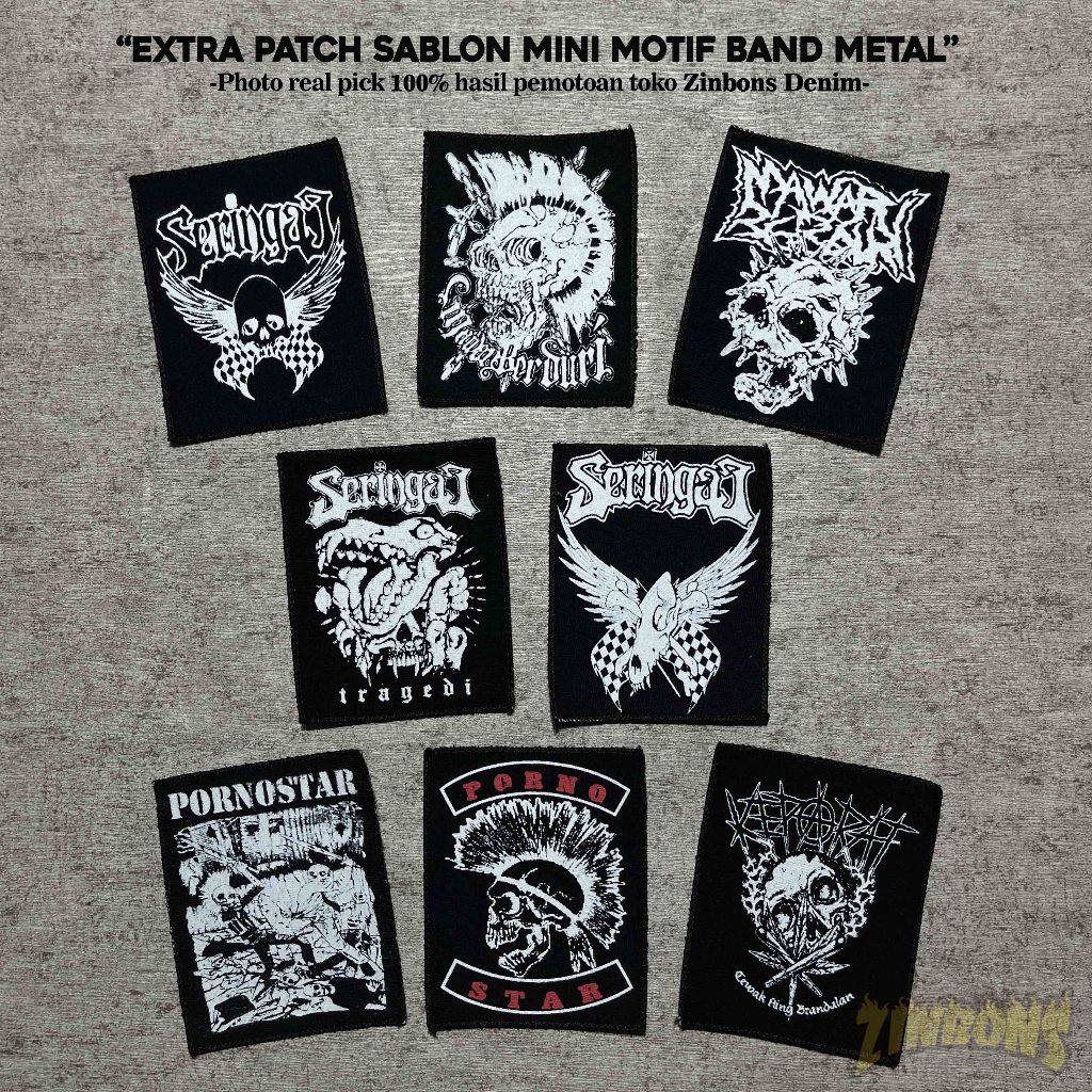 Patch Band Mawar Berduri Emblem Sablon Patch Sablon Motif Band Metal Iron Patch Kecil Patch Punk Bes
