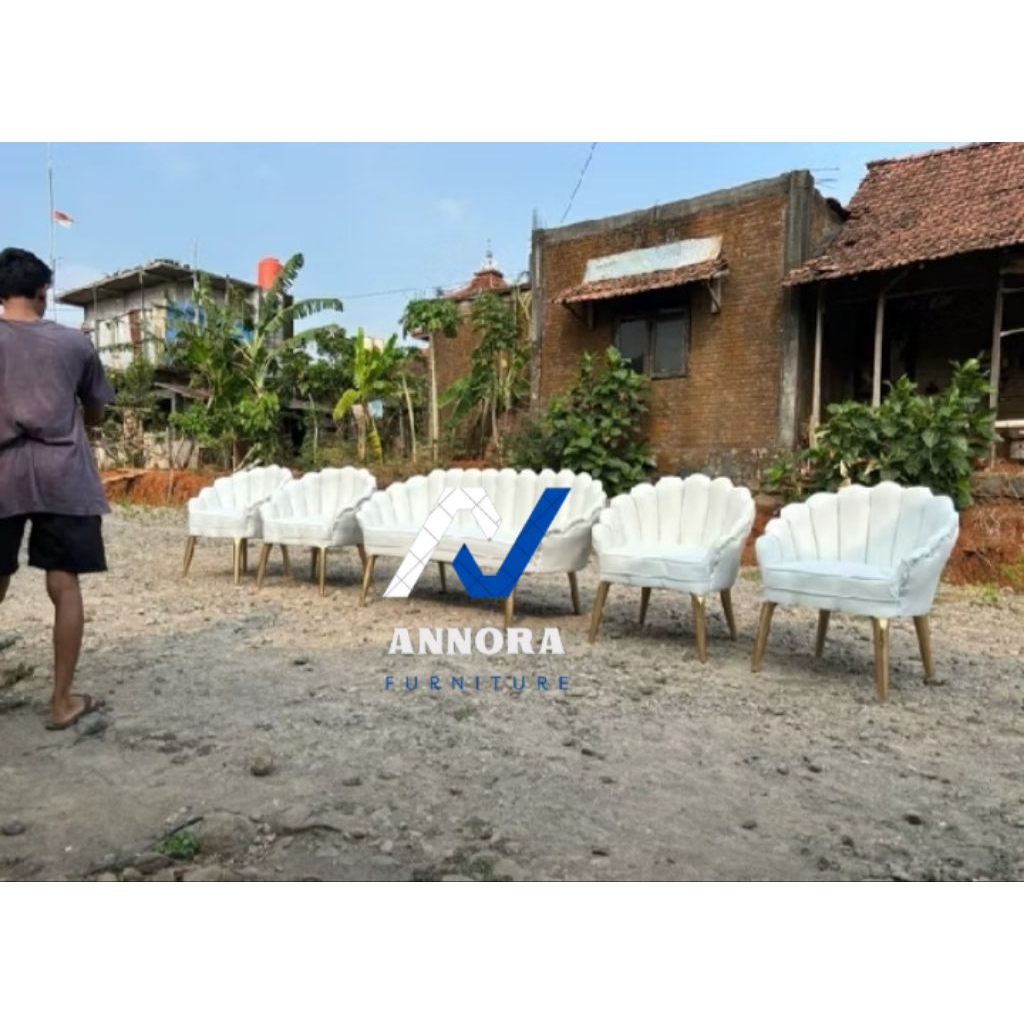 sofa pelaminan kerang awan | kursi pelaminan kerang | sofa dekorasi pelaminan
