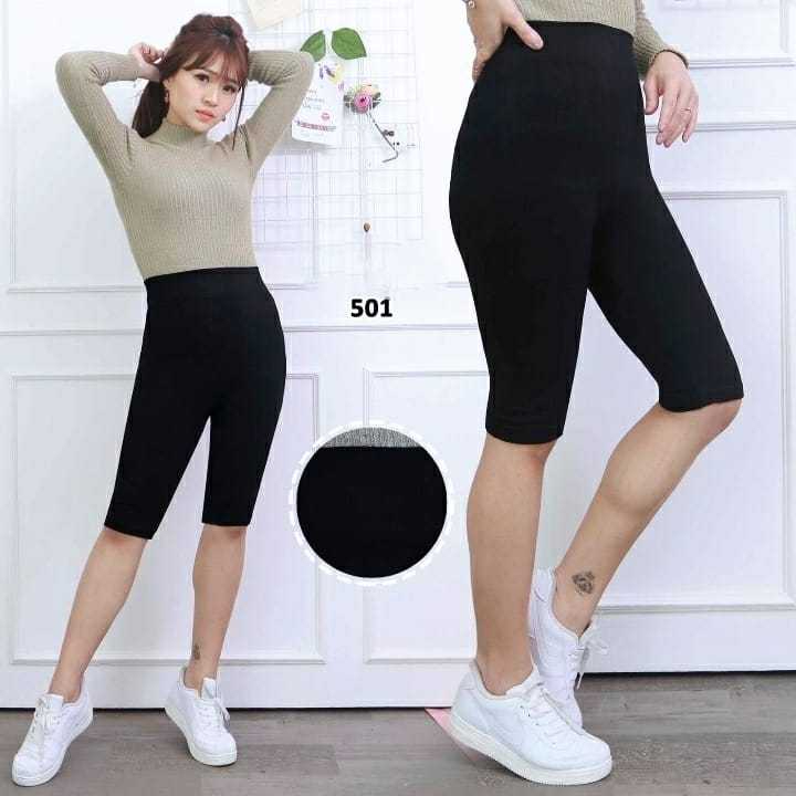 RB6 LEGGING PENDEK HIGHWAIST BASIC SELUTUT / LEGGING IMPORT WANITA